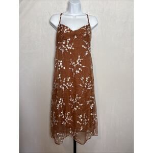 J. Crew Collection Embroidered Floral Slip Dress Womens 8 Midi Tulle 90s Romance